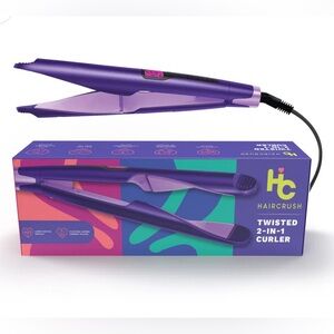 HC HairCrush 2-in-1 "Twist" Digital Curler & Straightener - Purple NIB